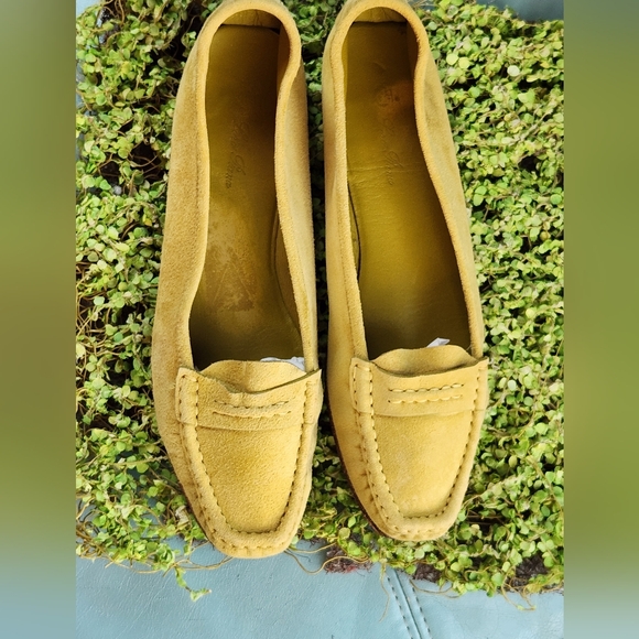 LORO PIANA Celery Chartruese Suede Leather Italy  Ballet Flats Loafers 39 8.5N - Picture 6 of 16
